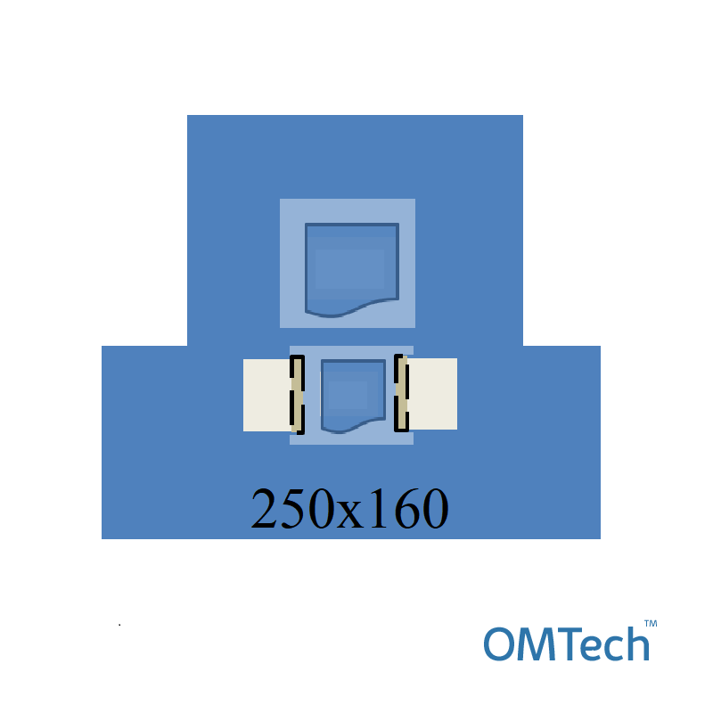 Покриття операційне OMTech™ для гінекологічних операцій (лапароскопія та гістероскопія) №5 250смх160см - на дугу, з захисним покриттям для ніг (СМС - 30 г/м2)